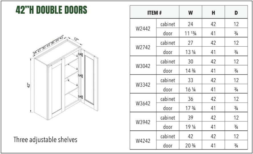 42”H DOUBLE DOORS