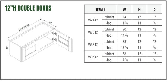 12”H DOUBLE DOORS