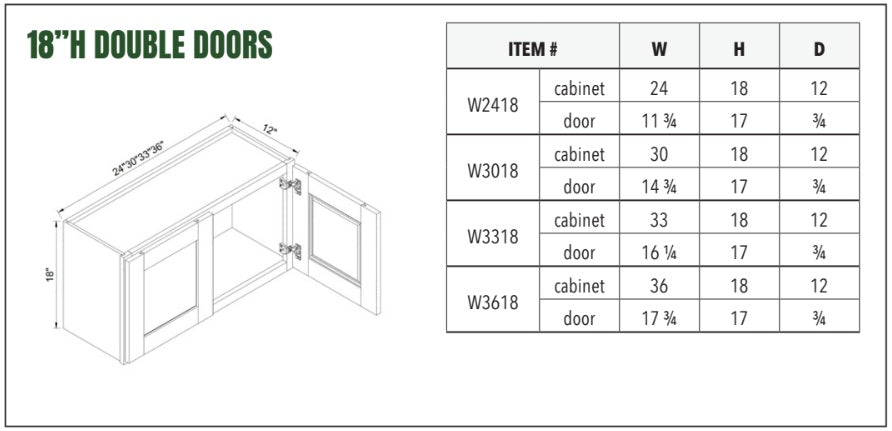 18”H DOUBLE DOORS