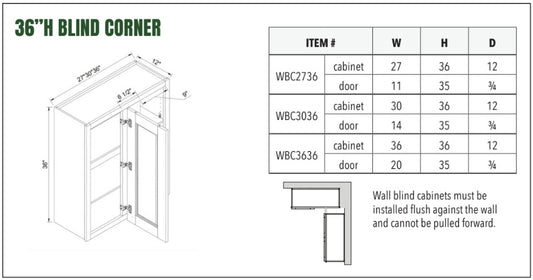 36”H BLIND CORNER