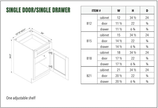 SINGLE DOOR/SINGLE DRAWER