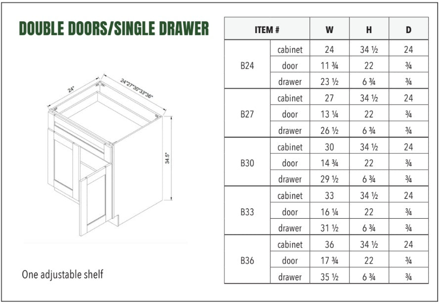 DOUBLE DOORS/SINGLE DRAWER