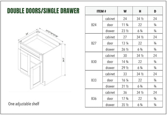 DOUBLE DOORS/SINGLE DRAWER
