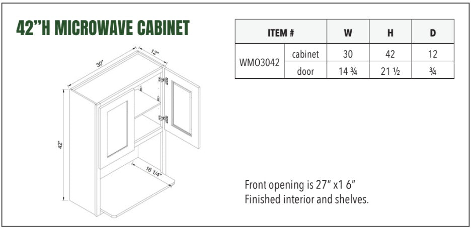 42”H MICROWAVE CABINET