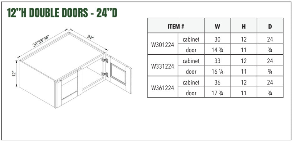12”H DOUBLE DOORS - 24”D
