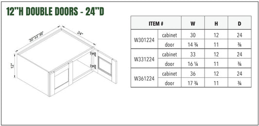 12”H DOUBLE DOORS - 24”D