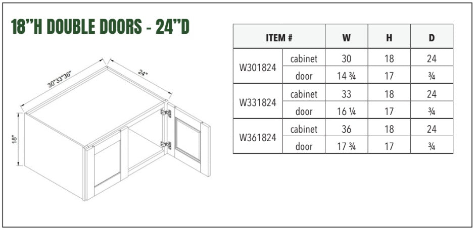 18”H DOUBLE DOORS - 24”D
