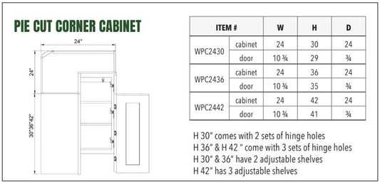 PIE CUT CORNER CABINET