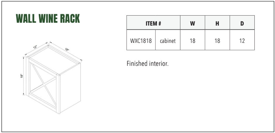 WALL WINE RACK 18 x 18