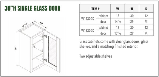 30”H SINGLE GLASS DOOR