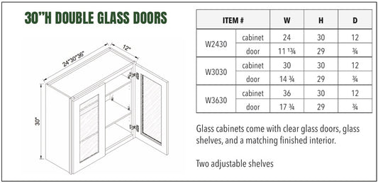 30”H DOUBLE GLASS DOORS