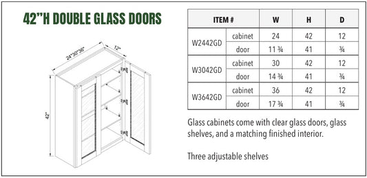 42”H DOUBLE GLASS DOORS