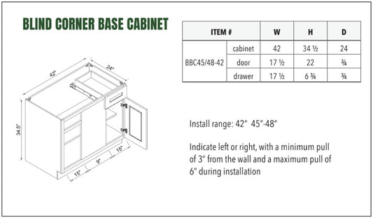 BLIND CORNER BASE CABINET 42/45
