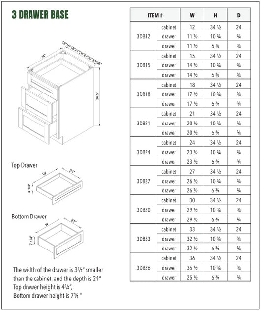3 DRAWER BASE