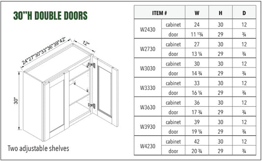 30”H DOUBLE DOORS