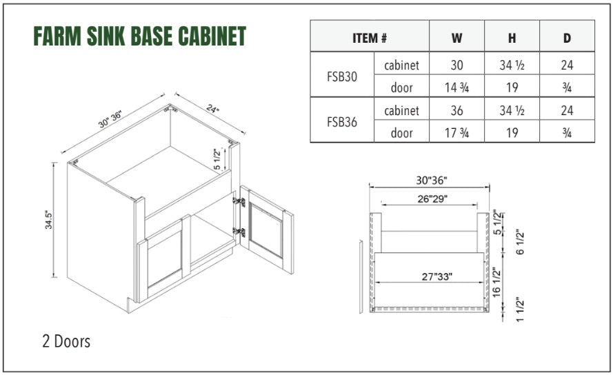 FARM SINK BASE CABINET