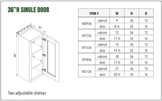 36”H SINGLE DOOR
