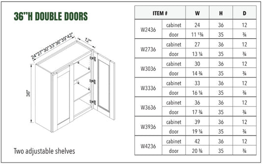 36”H DOUBLE DOORS