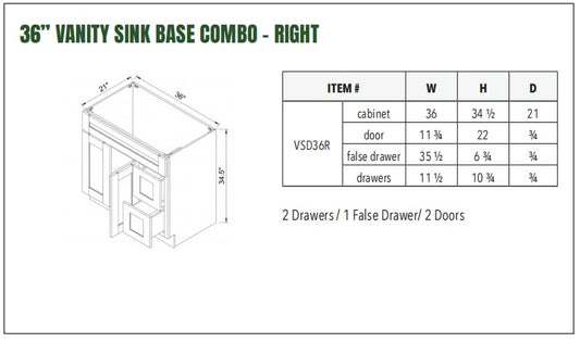 36” VANITY SINK BASE COMBO - RIGHT