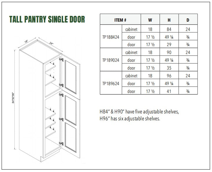 TALL PANTRY SINGLE DOOR